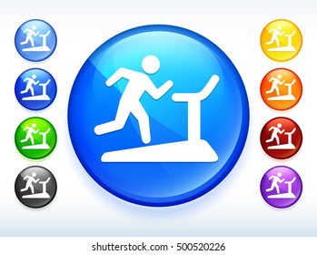 Treadmill on Colorful Round Button