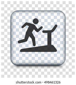 Treadmill on Transparent Square Button