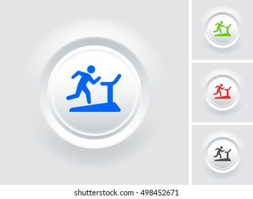 Treadmill on White Bevel Round Button