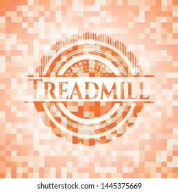 Treadmill orange mosaic emblem with background