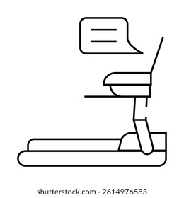 treadmill and remote work line icon vector. treadmill and remote work sign. isolated contour symbol black illustration