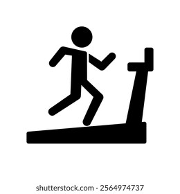 Treadmill and runner silhouette icon. Vector.