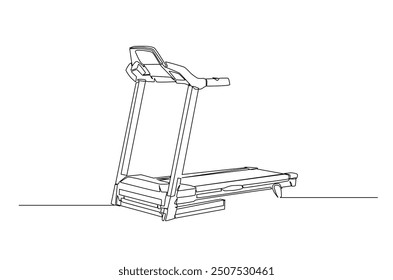Treadmill running continuous one line drawing. Fitness, cardio, and muscle building machines single line art illustration. Editable vector.