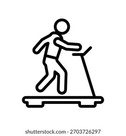 Treadmill running exercise icon, Line Vector graphics