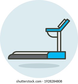 Treadmill Running Machine Concept Vector color line Icon Design, Gym Fitness symbol on white background, Workout exercise equipment stock illustration