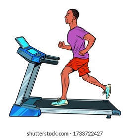 treadmill, sports equipment for training. fitness room. Pop art retro vector illustration vitch vintage 50s 60s style