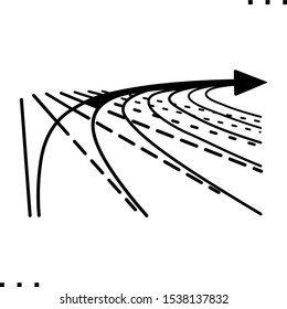 Treadmill in the stadium for athletics line art icon 