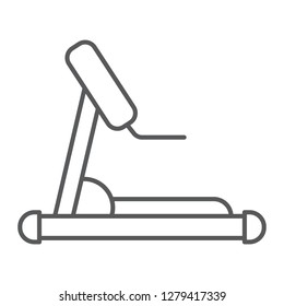 Treadmill thin line icon, sport and workout, equipment sign, vector graphics, a linear pattern on a white background, eps 10.