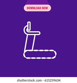 Treadmill Vector Icon, The outlined symbol of runnig track on purple background. Simple, modern flat vector illustration for mobile app, website or desktop app   