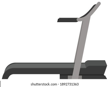 Treadmill in vector, running fitness simulator. Training apparatus, equipment for the gym isolated on white background. Physical trainer for sports walking or running, professional cardio simulator