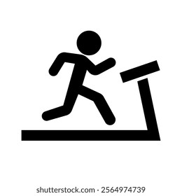 Treadmill workout silhouette icon. Vector.