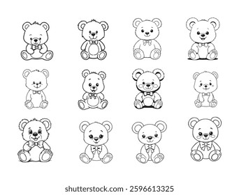 tready bear icon liner art vector silhouette