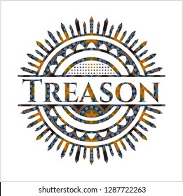 Treason arabesque style emblem. arabic decoration.