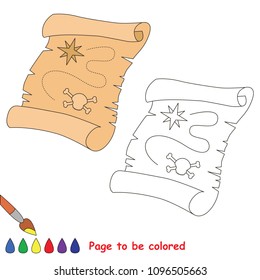 Treasure Adventure Map to be colored, the coloring book for preschool kids with easy educational gaming level.
