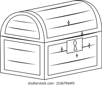 Treasure box black and white doodle character illustration