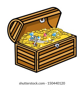 Treasure Box - Cartoon Vector Illustration