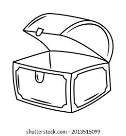 Treasure box doodle vector illustration, with hand drawn sketching style