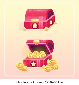Caja del tesoro llena de moneda