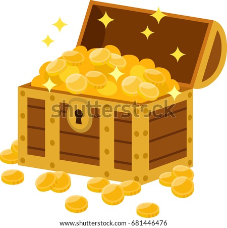 Treasure box full of gold coins