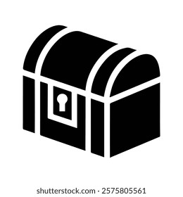 Treasure Box Icon. Treasure Storage. Treasure Chest of Coins, Gold And Gems. Vector Illustration. EPS 10