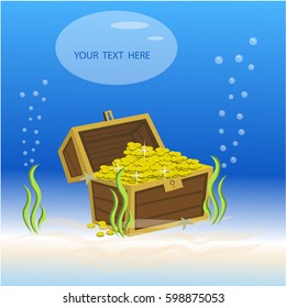 Schatzkiste in einem Meeresboden unter Wasser