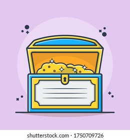 Treasure Box Vector Illustration. Chest Box. Flat Cartoon Style Suitable for Sticker, Wallpaper, Icon, etc.