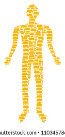 Treasure brick person figure. Vector treasure brick icons are organized into man combination.