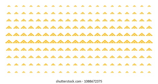 Treasure bricks, gold bars icon halftone pattern, constructed for backgrounds, covers, templates and abstract concepts. Vector treasure bricks items organized into halftone grid.