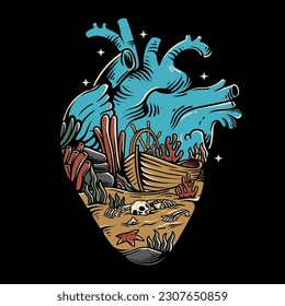treasure buried in the ocean with skeletons