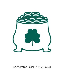 treasure cauldron with clover leaf line style vector illustration design