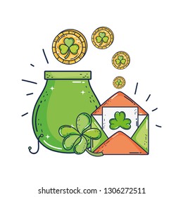treasure cauldron with clovers coins saint patrick day