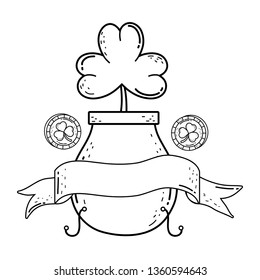 treasure cauldron with clovers coins saint patrick day