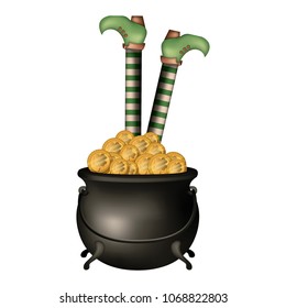 treasure cauldron with elf feets saint patrick
