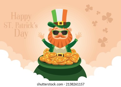 treasure cauldron with leprechaun scene