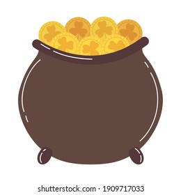 treasure cauldron pot saint patricks day icon vector illustration design