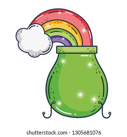 treasure cauldron with rainbow saint patrick day