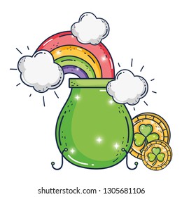 treasure cauldron with rainbow saint patrick day