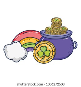 treasure cauldron with rainbow saint patrick day