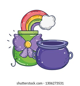 treasure cauldron with rainbow saint patrick day