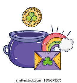 treasure cauldron with rainbow saint patrick day