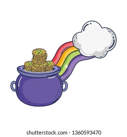 treasure cauldron with rainbow saint patrick day