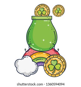 treasure cauldron with rainbow saint patrick day
