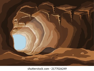 Cueva del tesoro. Concepto, arte para juegos de ordenador. Escena vectorial de la tesorería pirata de dibujos animados