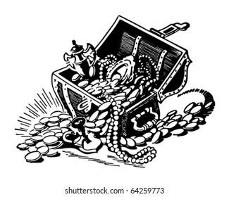 Treasure Chest 2 - Retro Clipart Illustration