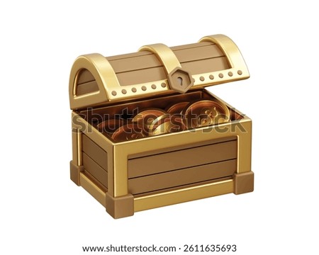  treasure chest 3d icon 3d illustration. treasure box with gold coin icon 3d render