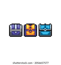 8-Bit-Pixelgrafik-Symbol in der Schatztruhe. Pixel Art Stil. Spiele-Objekte. 8-Bit-Sprite. Einzige Vektorgrafik EPS10.