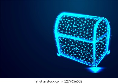 treasure chest Abstract Low poly wireframe design.