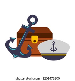 treasure chest anchor and hat emblem