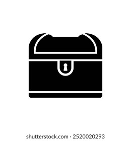 Treasure chest black and white flat vector icon design. Treasure chest symbol design and clip art