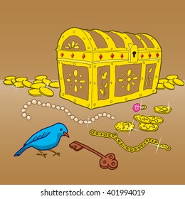 Treasure Chest and Blue Bird